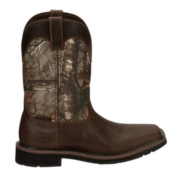 NEW JUSTIN men's trekker waterproof western work boots - wide in camo/ brown